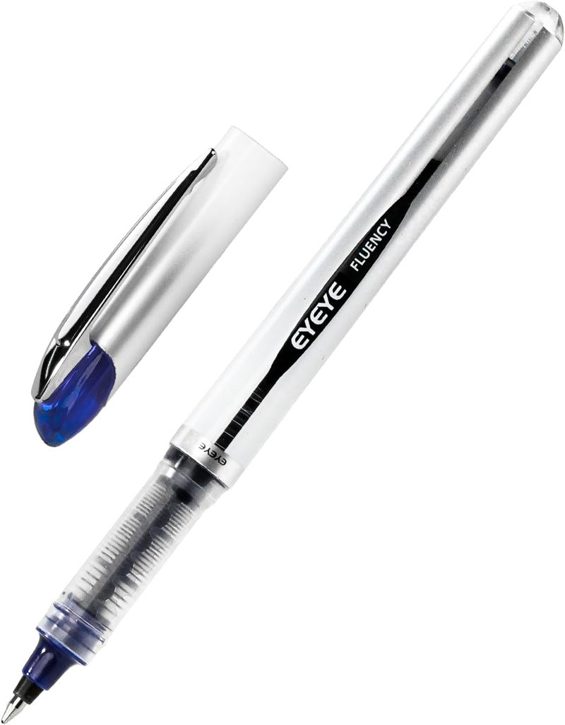 EYEYE Blue Rollerball Pens 0.7mm, 6 Pack Medium Point Roller Ball Pen Quick Dry, Liquid Ink Pen Fine Point Smooth Writing Pens for Journaling, Note Taking, Office, School Supplies - Image 5